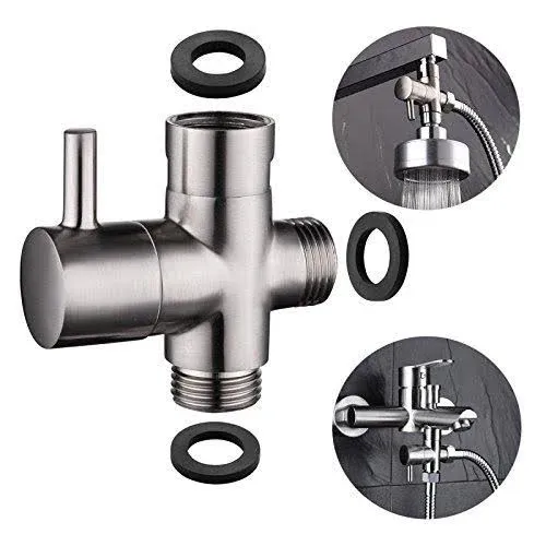 CIENCIA Shower Flow Control Valve G1/2" Brass 3 Way Shower Diverter Valve for Hand Shower and Shower Arm, Brushed Nickel, DSF007NA