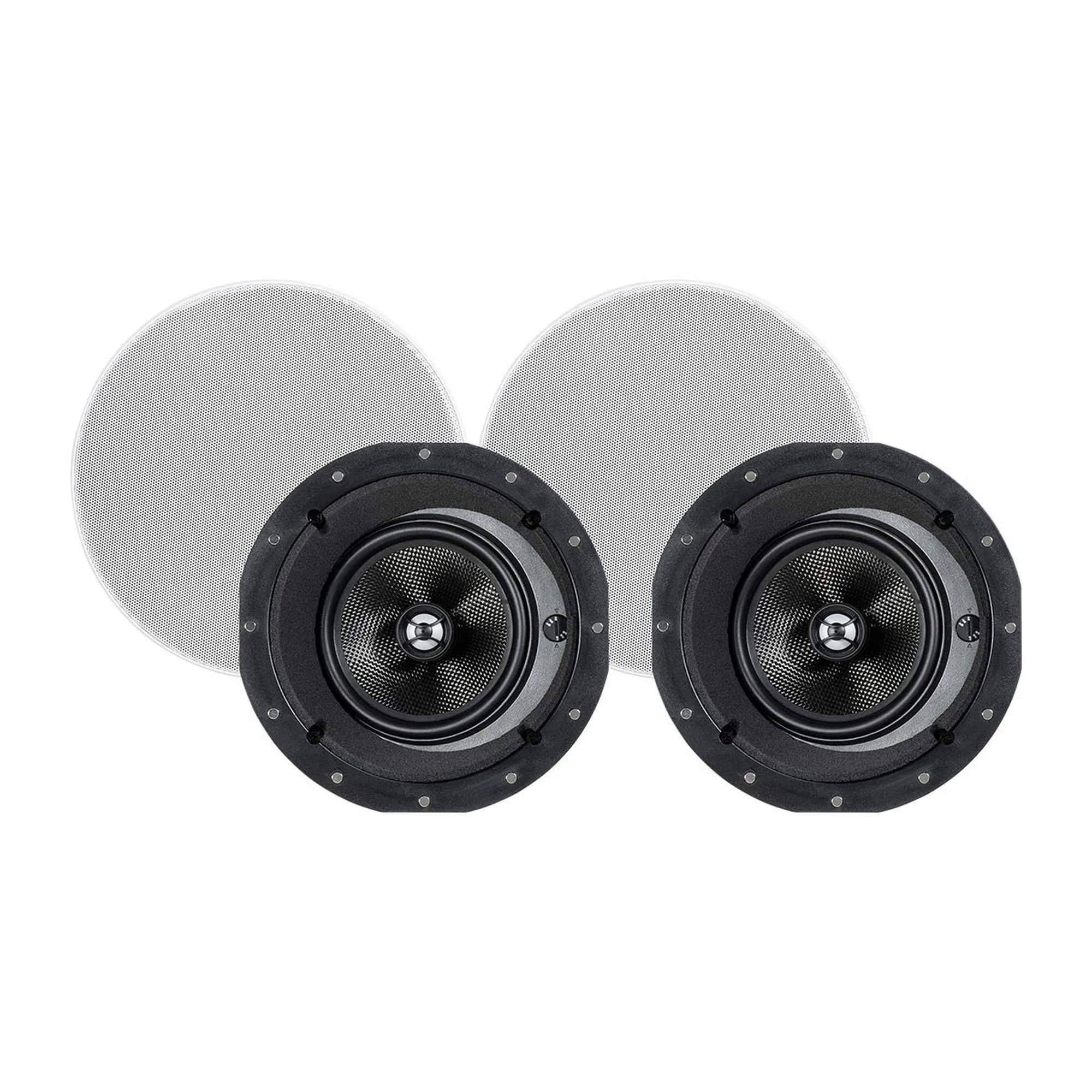 Monoprice 2-Way Carbon Fiber In-Ceiling Speakers - 6.5in (Pair) W/ Angled Driver