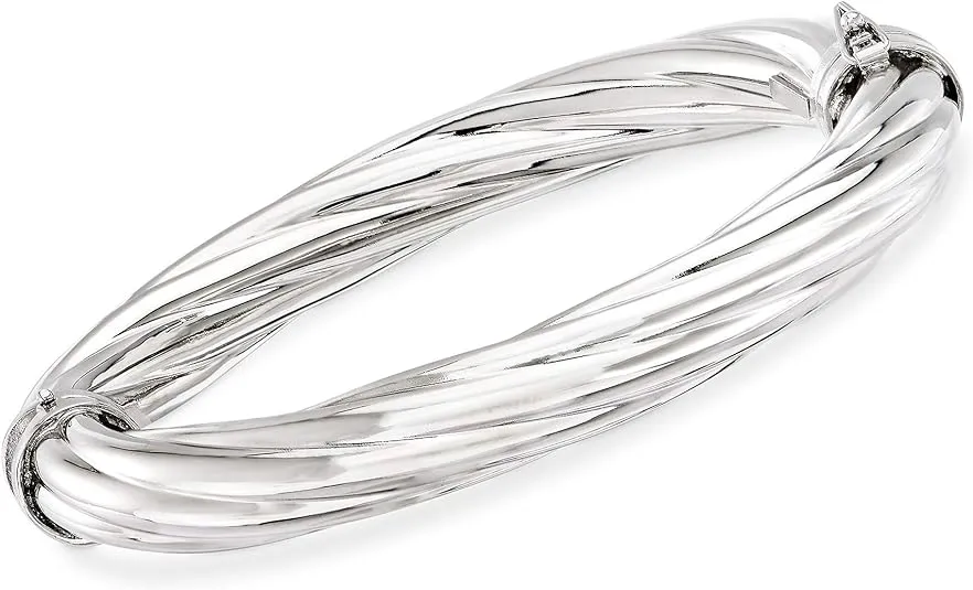 Ross-Simons Italian Sterling Silver Twisted Oval Bangle Bracelet