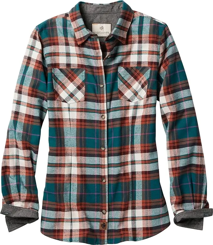 Legendary Whitetails Women's Cottage Escape Flannel Long Sleeve Plaid and Solid Color Clothes for Women's