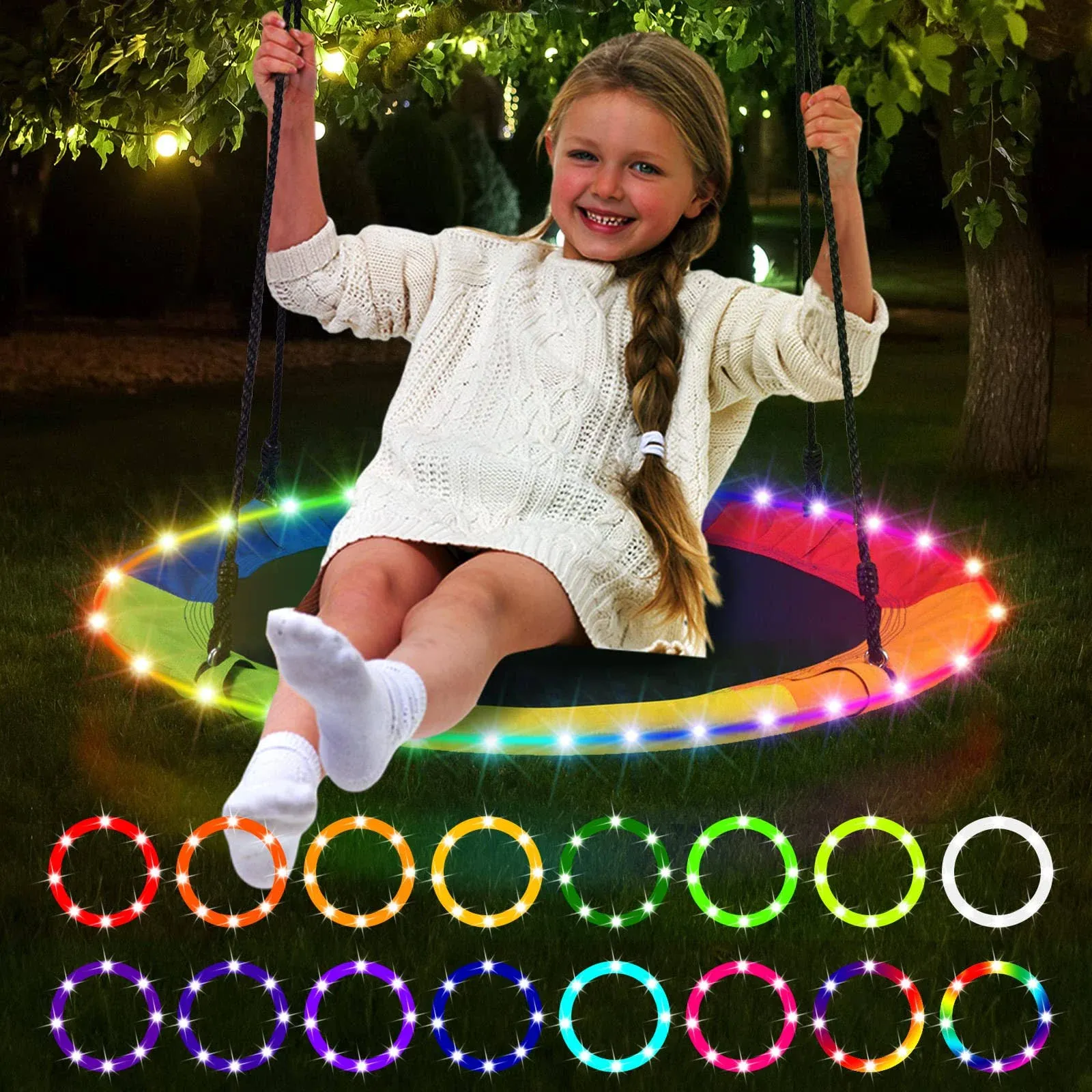 Eliteemo LED Outdoor Swing Lights, Remote Control LED Rim Light for 40-inch S...