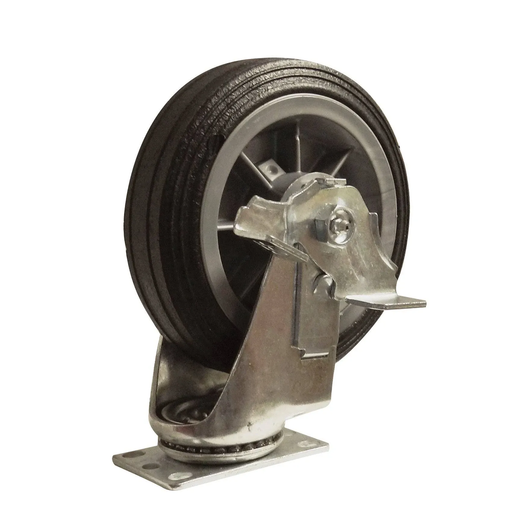 375 lb Caster 6" All-Terrain Solid Rubber Swivel-Brake