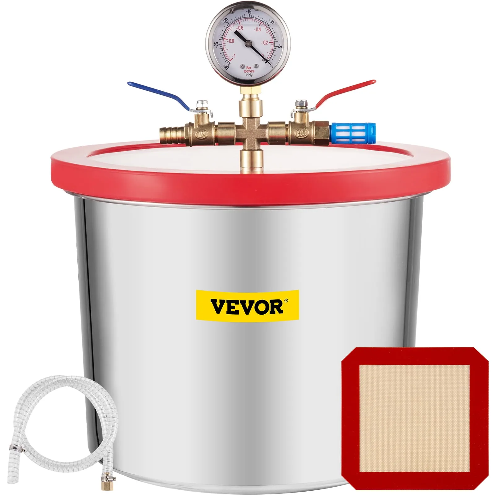 BACOENG 1.5 Gallon Vacuum Chamber, Stainless Steel Degassing Chamber Kit for Resin, Silicone and Epoxies