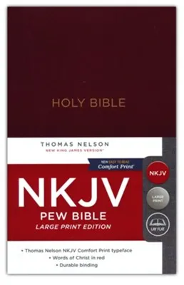 NKJV, Pew Bible, Large Print, Hardcover, Burgundy