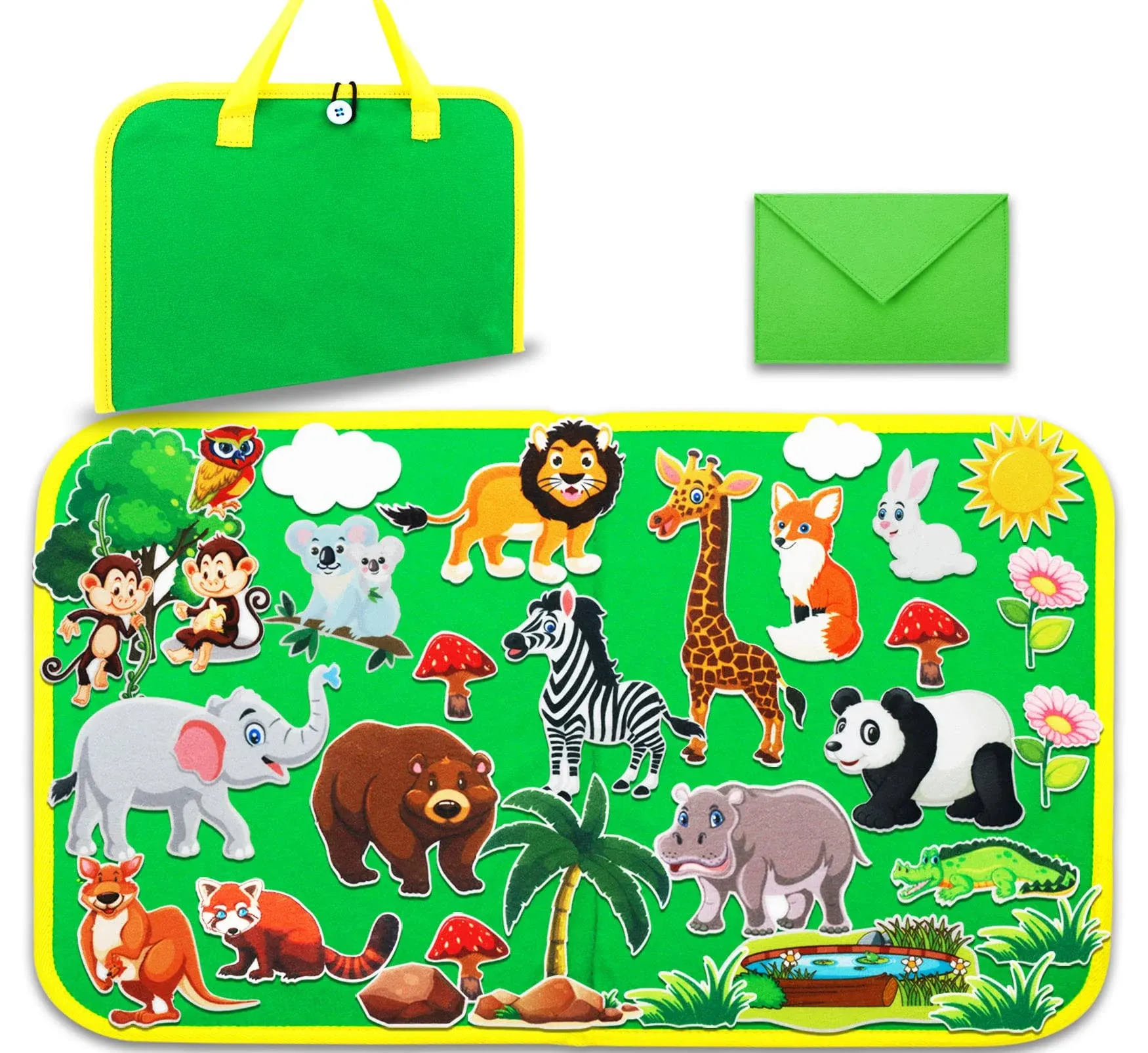 Craftstory Zoo Animals Travel Felt-Board Story Set for Toddlers, 32 Pieces ...