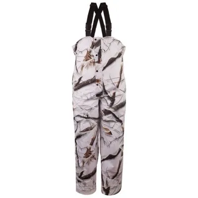 Huntworth Men's Microfiber Waterproof Hunting Bib Overalls, Snow Camo