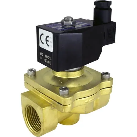 U.S. Solid Solenoid Valve- 1-1/4" 12V DC Brass Electric Solenoid Valve, Normally Closed, VITON Seal