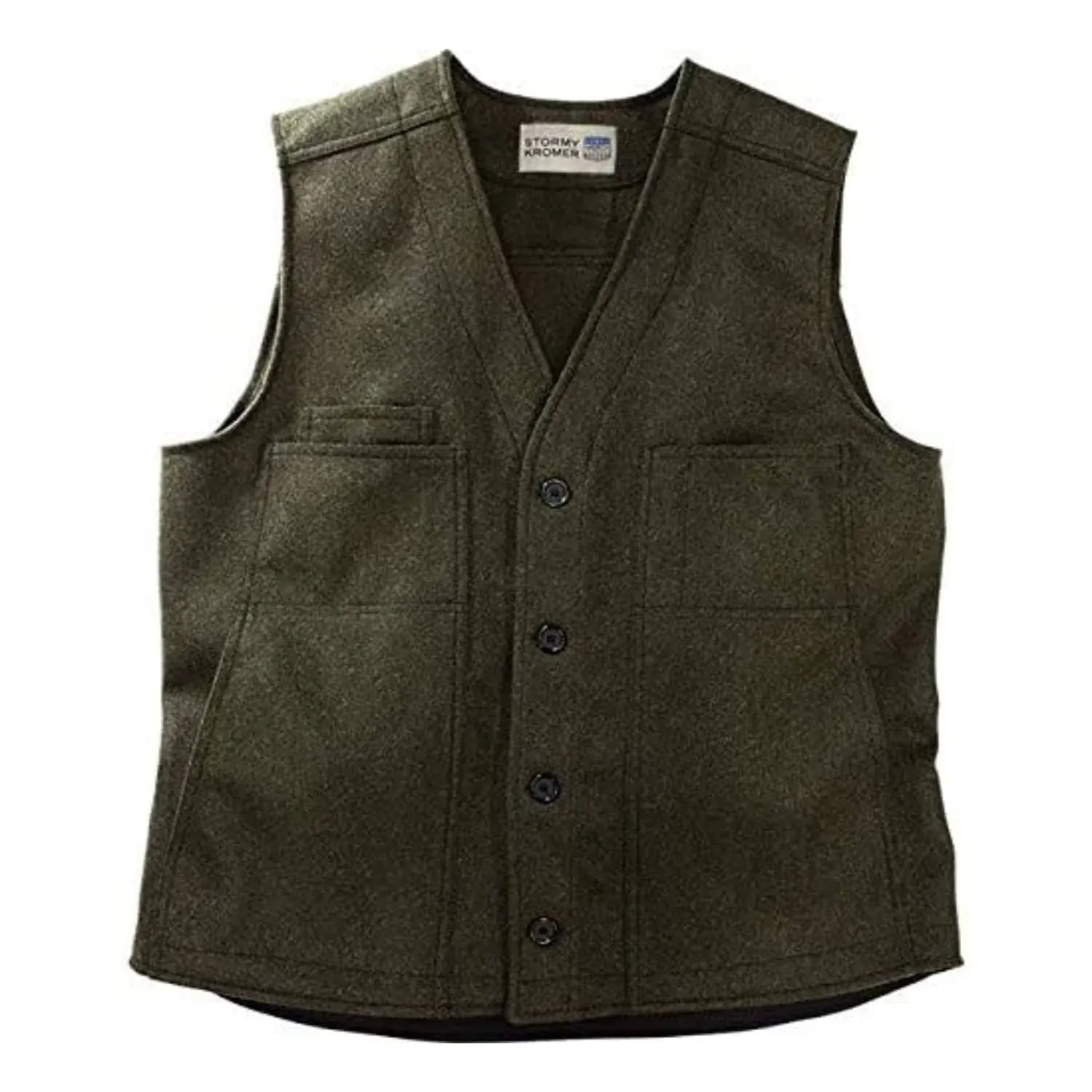 Stormy Kromer Button Vest - Wool Vest for Men, Casual Outerwear Sleeveless Vest