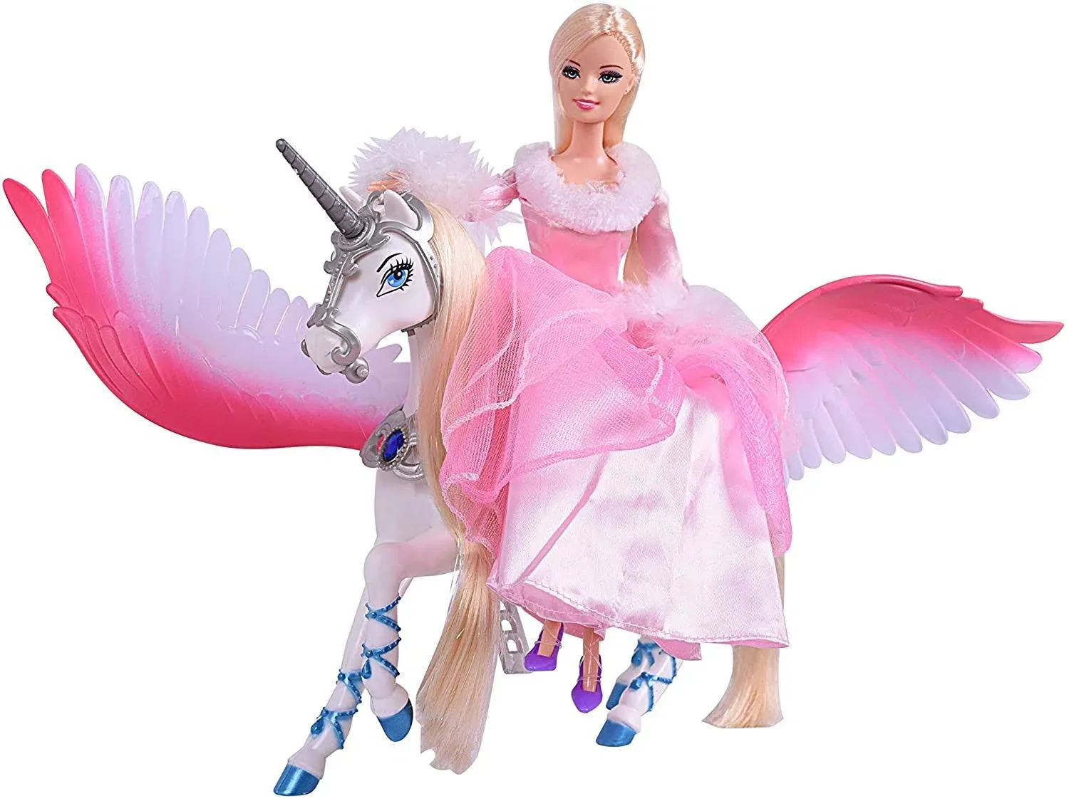 Bettina White Unicorn Set with 12 Fairy Tale Princess Doll