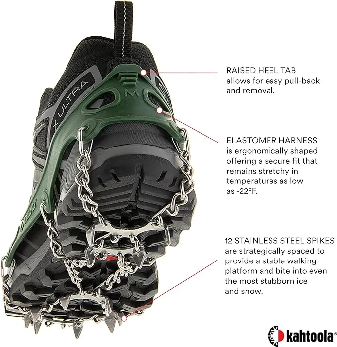 Kahtoola MICROspikes Footwear Traction for Winter Trail Hiking & Ice Mountaineering