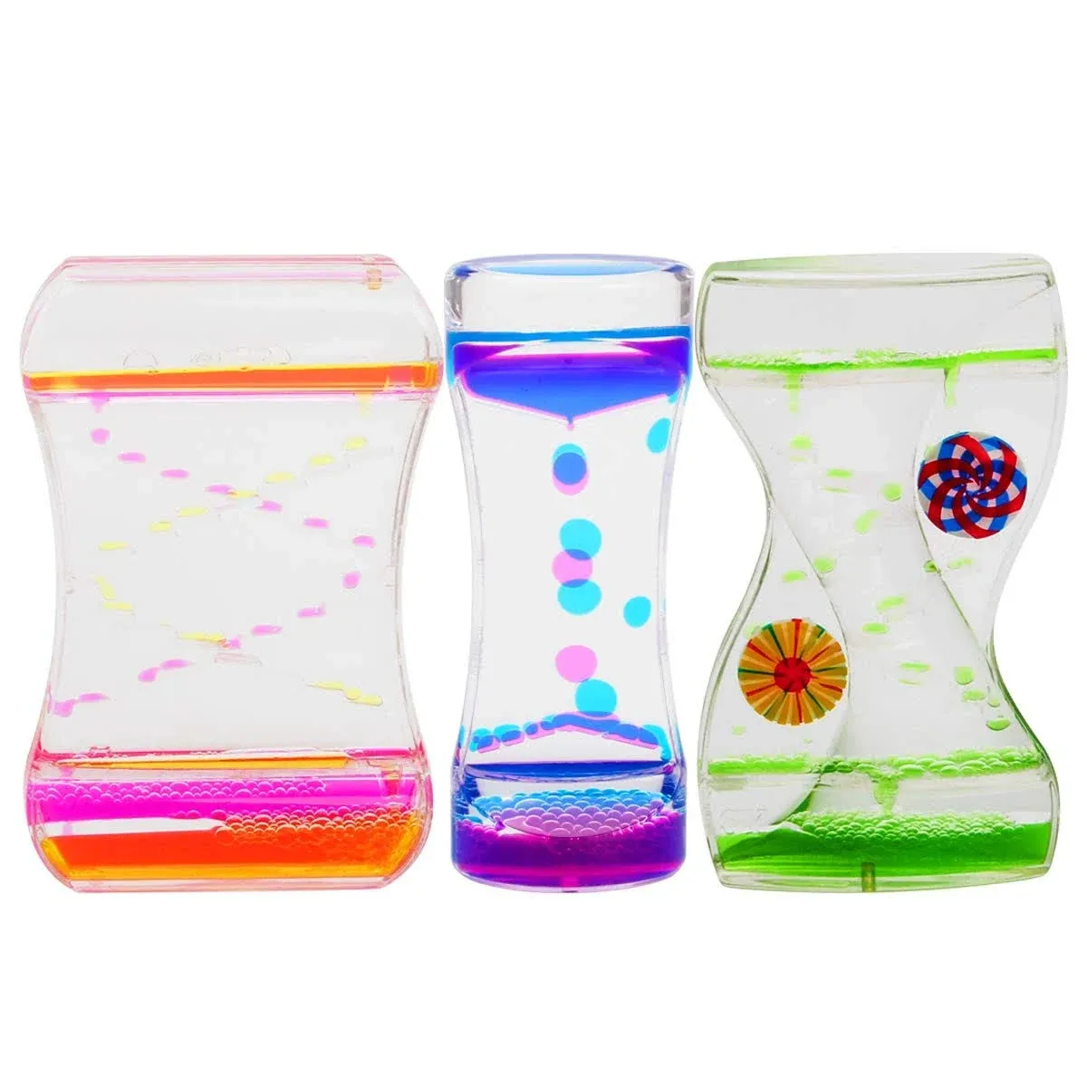 Coitak Liquid Motion Bubbler Timer for Sensory Play Fidget Toy Desk Top 3 Pack Assorted Colors (Style-1)