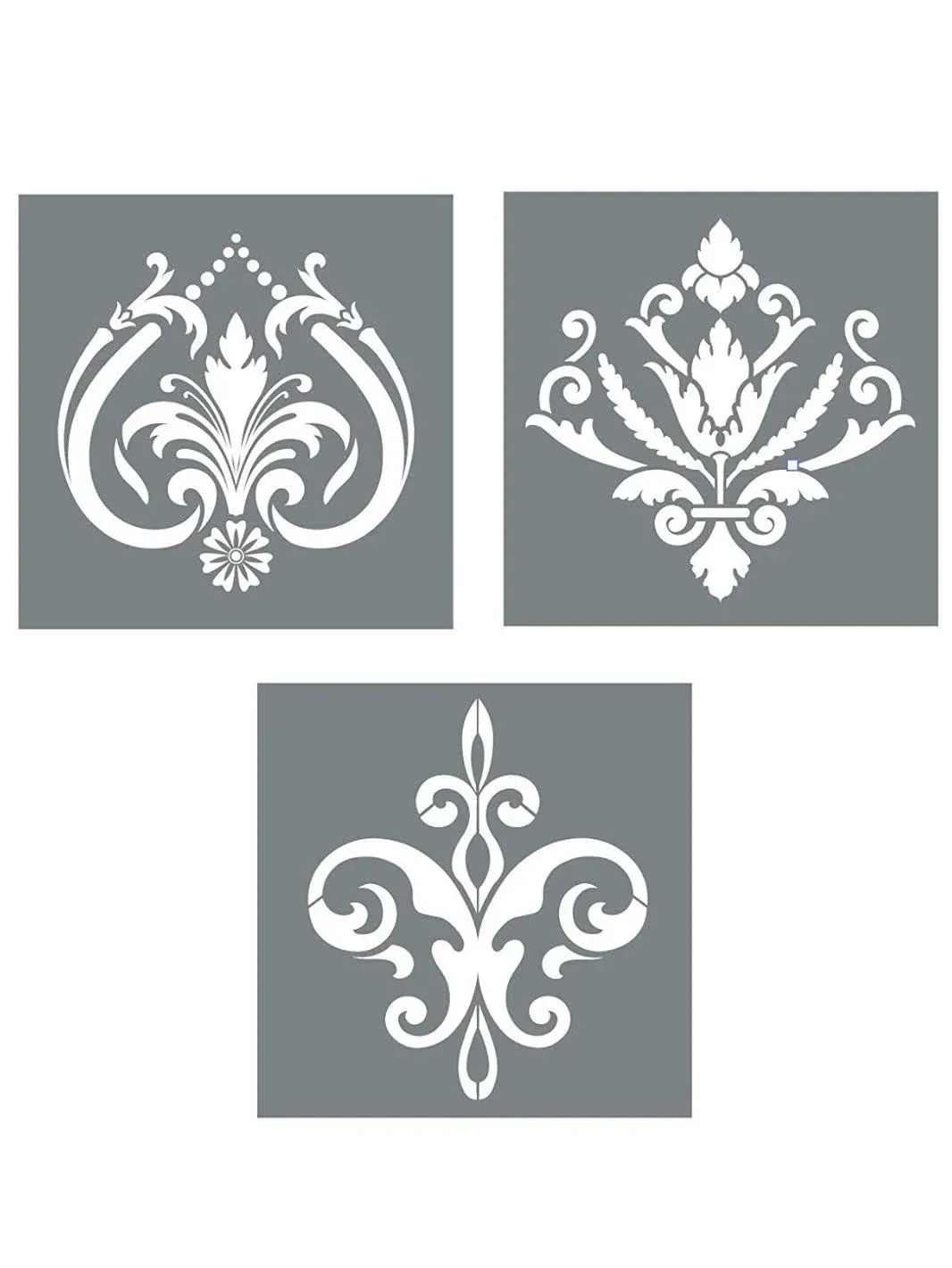 Large Damask Stencil Set - Pack of 3 Unique Damask Stencils for Walls - Use Wall Stencils for Painting Large Beautiful Statement Walls