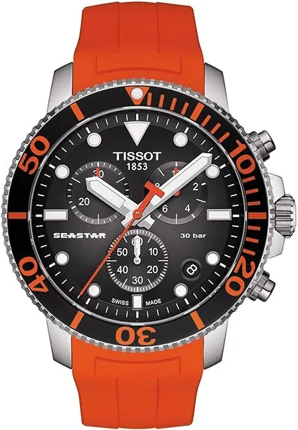 Tissot Seastar 1000 Chronograph Orange Rubber Men&#039;s Watch T120.417.17.05<wbr/>1.01