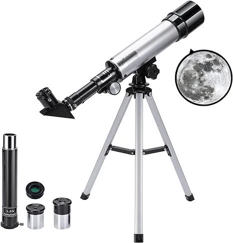 Merkmak Telescope for Kids & Beginners, Kids Telescope 50mm Aperture 360mm AZ, 90X Magnification Astronomical Refracting Telescope with Tripod for Kids to Explore The Moon and Star