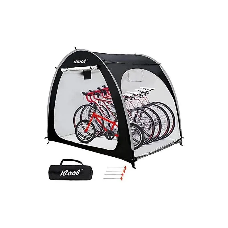 Outdoor Bike Covers Storage Shed Tent, 210D Oxford Foldable Waterproof Bicycle Shed for Bikes, Garden Tools, Lawn Mover (Black/2 Bike)