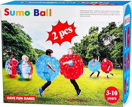 2 Pack-bumpers, bounce ball for Kids, sumo/grass ball for child outdoor team gaming play for 3-12 ages (60 cm, blue+red)