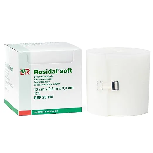 Rosidal Soft Foam Padding, Foam Dressing & Lymphedema Padding for Compression Distribution, 10cm x .3cm x 2.5m (4" x .12" x 2.7yds.), Sold Individually