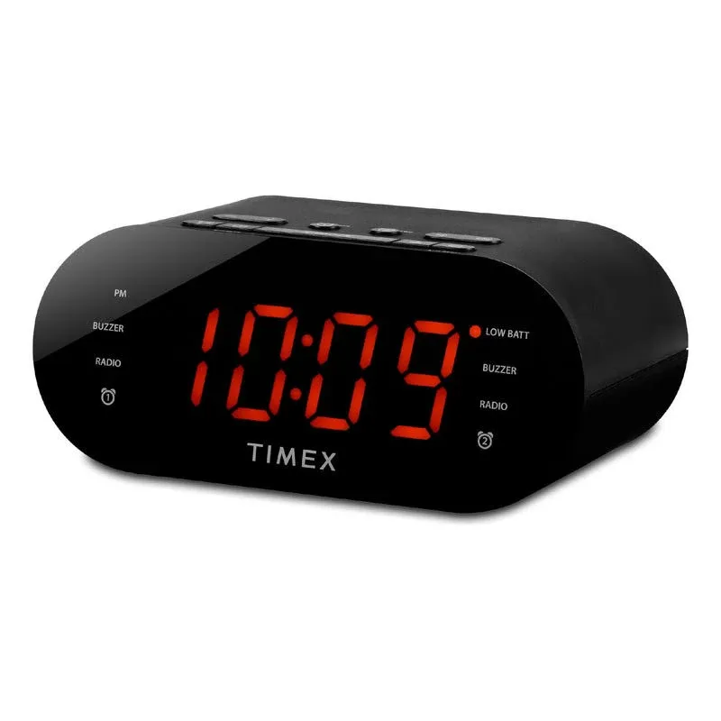 Timex T231Y Gray w/ Large Green LCD Display Alarm Clock AM/FM Radio w/ Aux