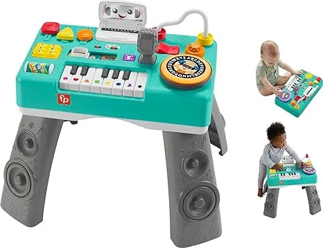 Fisher-Price Laugh & Learn Baby & Toddler Toy Mix & Learn Dj Table with Smart Stages Learning & Activities for Ages 6+ Months