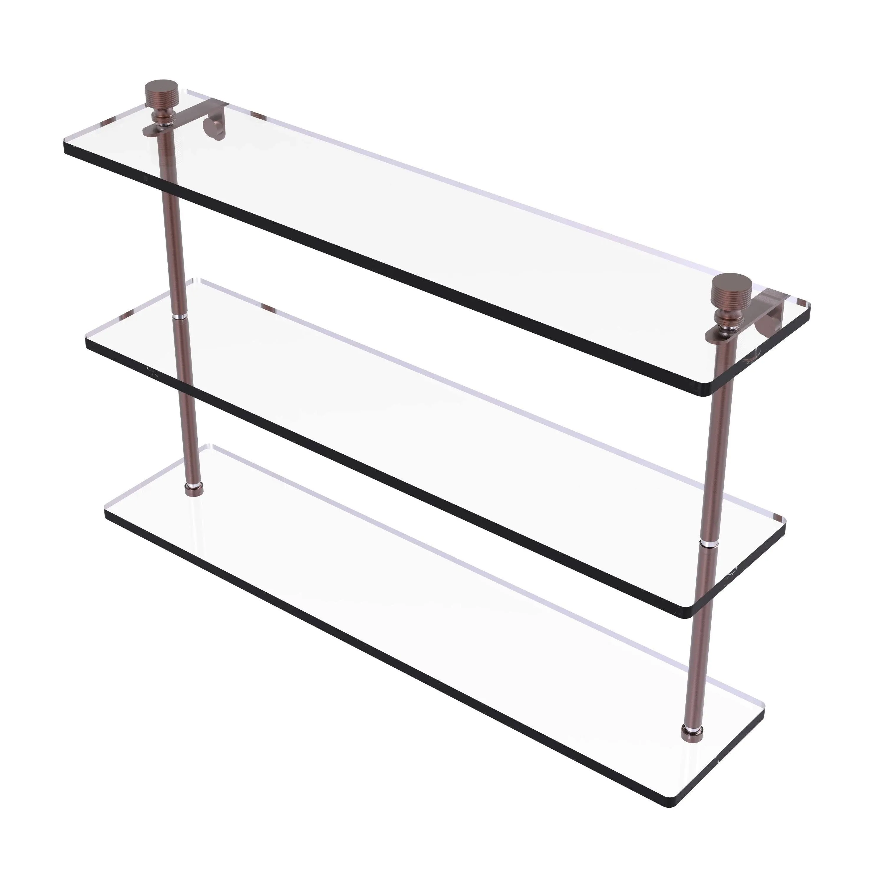 Allied Brass Foxtrot Collection 22 inch Triple Tiered Glass Shelf - Satin Brass