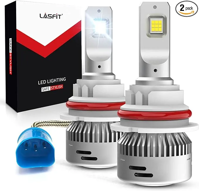 LASFIT 9007 HB5 LED Bulbs Super Bright LED Kits 60W 6000LM 6000K, 360 Adjustable Beam,Plug&Play