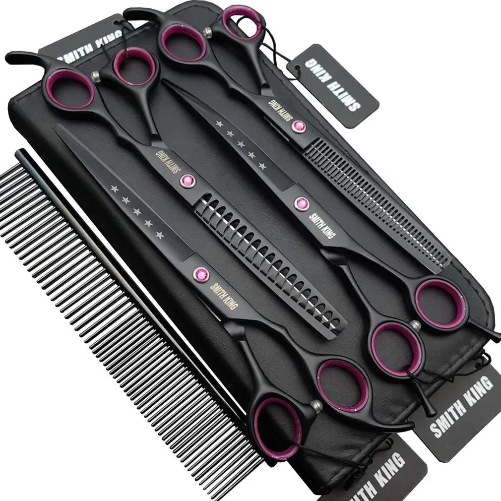 Smithking 7.0 Inches Professional Dog Grooming Scissors Set Straight & Thinning ...