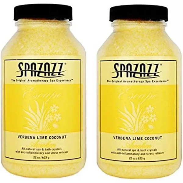 Spazazz Aromatherapy Spa and Bath Crystals - Verbena Lime Coconut 22 oz (2 Pack)