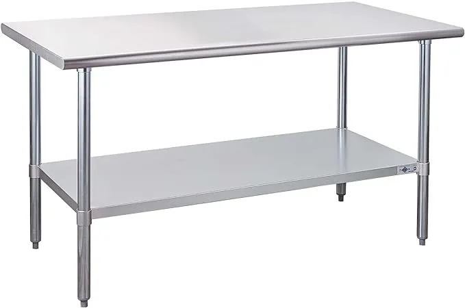 Stainless Steel Prep Table 60x30 Inch NSF Commercial Work Table with Undershelf Heavy Duty Table for Kitchen Restaurant Home Hotel