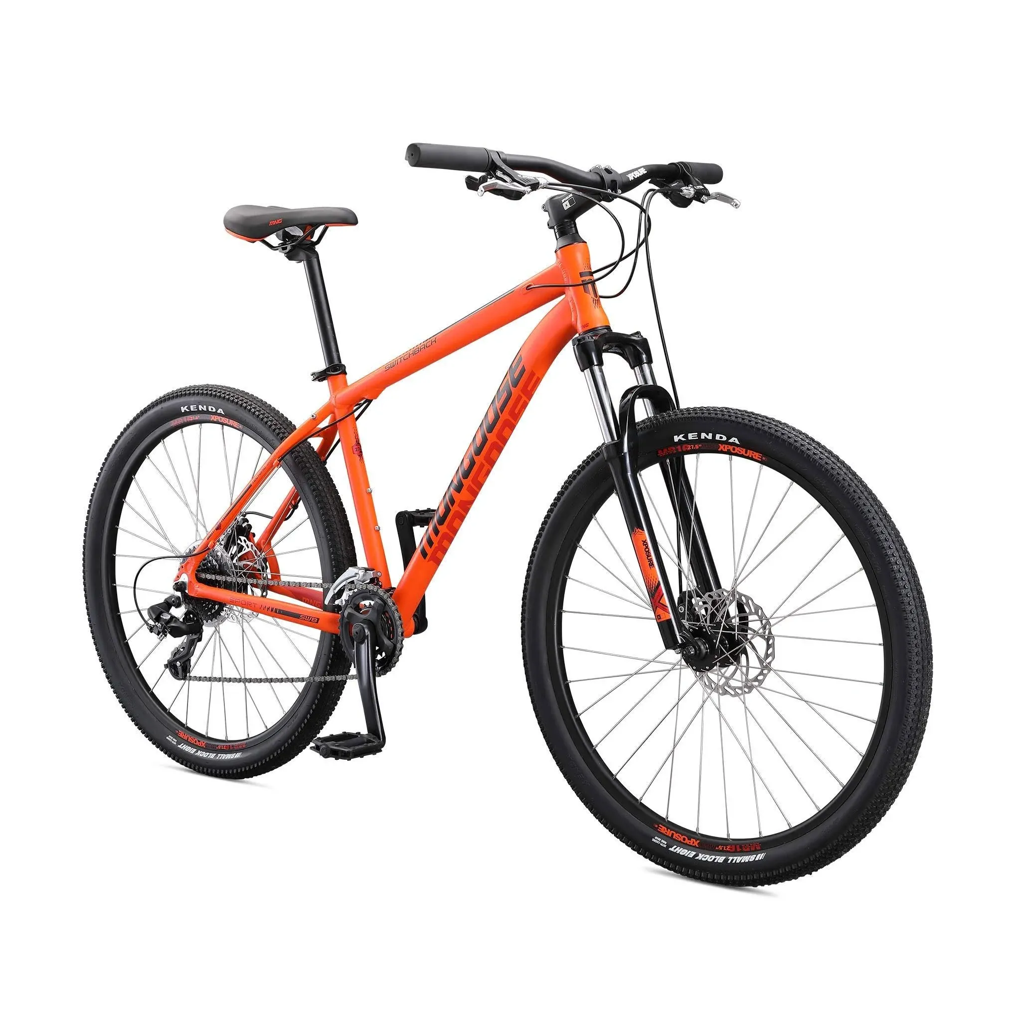 Mongoose Adult Bike, 8 Speeds, 27.5-inch Wheels Orange