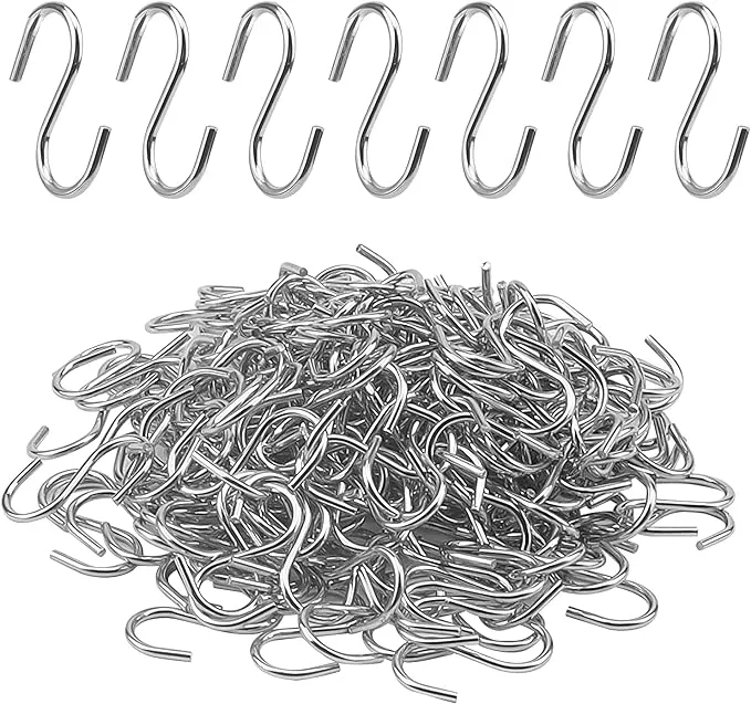 LEXININ 400 PCS 1 Inch Small S Hooks, Mini S Hooks, Silver S-Shaped Hook Ornament Hooks for Hanging