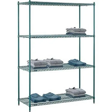 Nexel 4 Tier Wire Shelving Starter 60 W x 21 D x 86 H Green Epoxy Finish