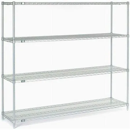 Nexel 5 Tier Silver Epoxy Wire Shelving Starter Unit 60 W x 24 D x 74 H