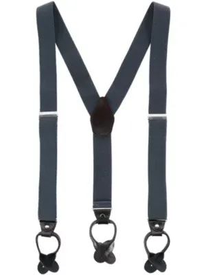 Ctm Men's 1.375 Inch Wide Solid Color Y-Back Button-End Suspenders, Grey