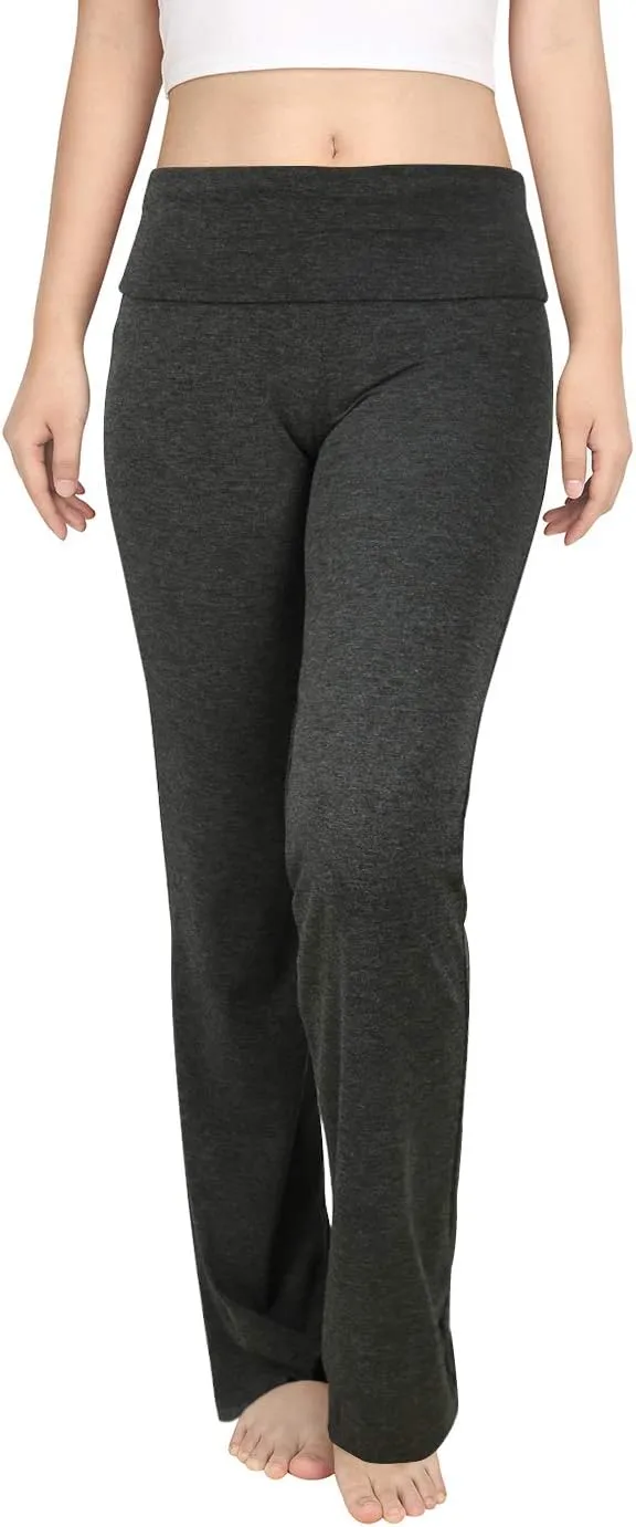 Hde Fold Over Waist Yoga Pants Charcoal Gray / Medium