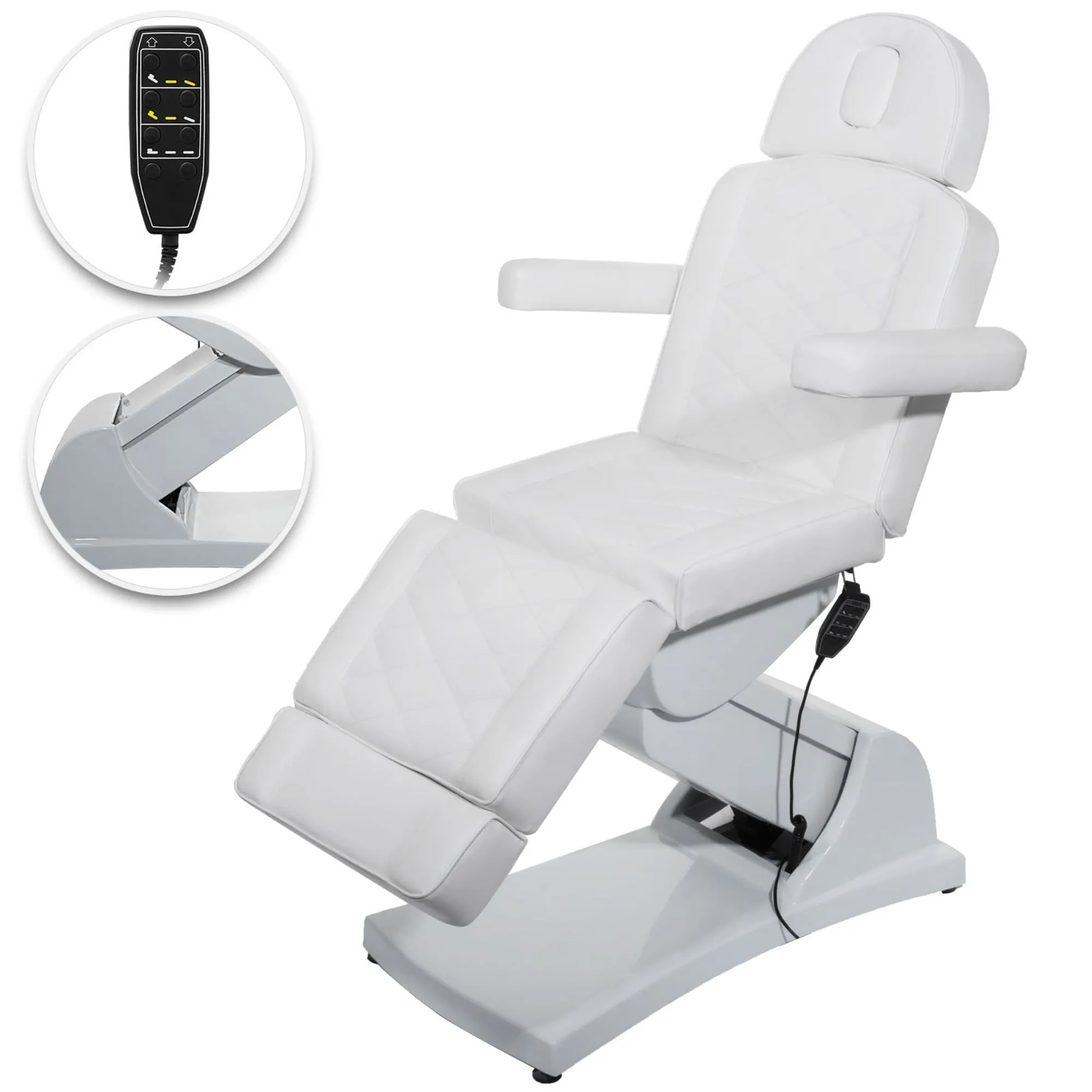 VEVOR 4 Motors Electric Facial Chair Full Electrical Massage Table Dental Bed Aesthetic Adjustable Reclining Chair for Podiatry Tattoo Spa Salon All Purpose Bed Chair （White）