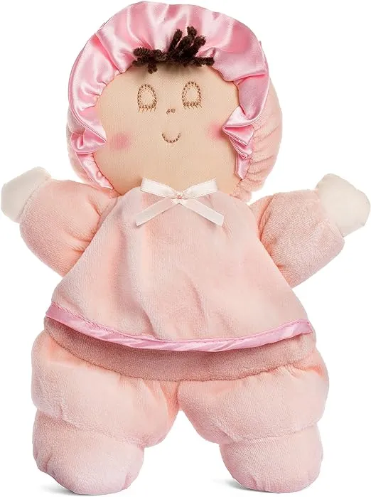 My First Baby Doll, Super Soft Baby Doll Made for Cuddles, Vintage Classic Style with Pink Dress and Brown Hair, Ideal New Baby Gift or Baby Shower Present