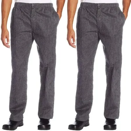 2-PACK Chef Code Classic Trouser Chef Pant - Elastic Waist with Button and Zipper Charcoal XL