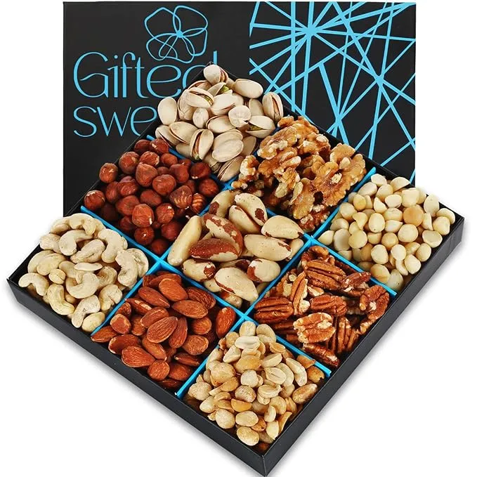 Nuts Gift Basket - Freshly Roasted And Natural Mixed Nut Gift Box - Gourmet Healthy Food Gift for Men/Women - Gourmet Gift, Healthy Gourmet Snack Box