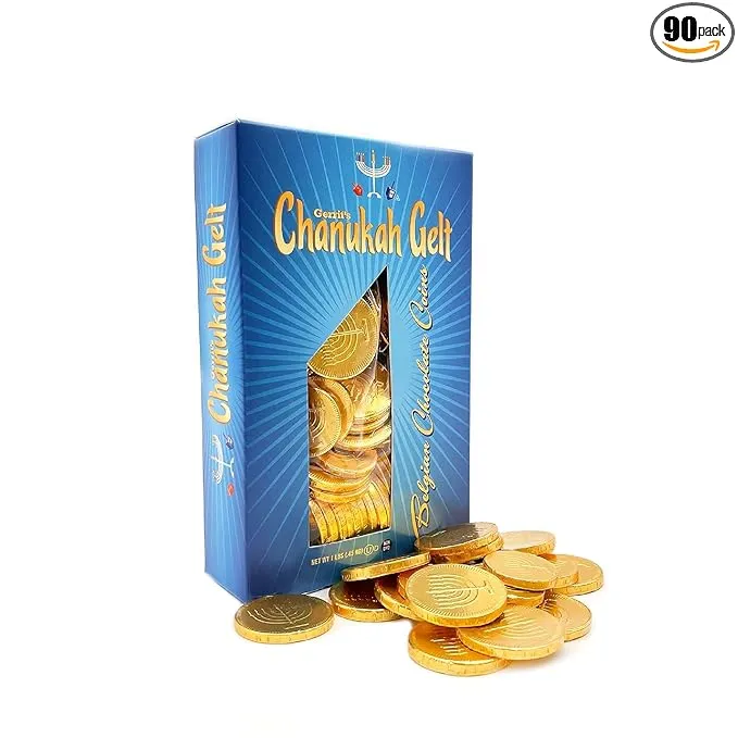 Hanukkah Gelt Milk Chocolate Gold Coins Candy, 90 ct 16 Ounce Pack