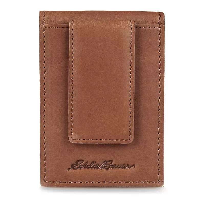 Eddie Bauer Men's Signature Leather Front Pocket Wallet