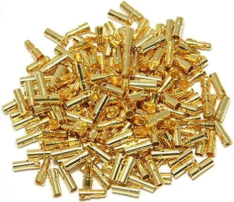 50 Pairs ShareGoo 3.5mm Male Female Gold Banana Plug Bullet Connector Plug for RC Battery ESC Motor with 1 Lipo Battery Strap