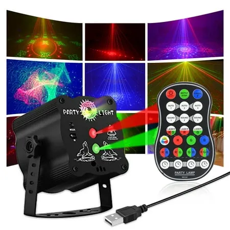 WZCPCV Disco Lights with Remoter Control Dj Lights Sound Activated RGB Black Lights For Parties Disco Party Lights USB Stage Lights for Home Parties Wedding Lights 60 Pattern Disco Ball Party Light