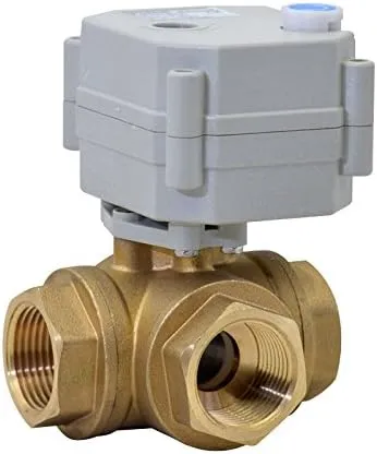 3 Way 3/4 inch 12V/24V AC/DC L Type Auto Return Brass Electrical Position Feedback On/Off Motorized Ball Valve