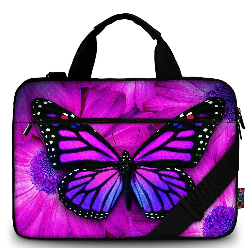 iColor Butterfly Canvas Laptop Carrying Shoulder Sleeve Carrying Case Protective ...