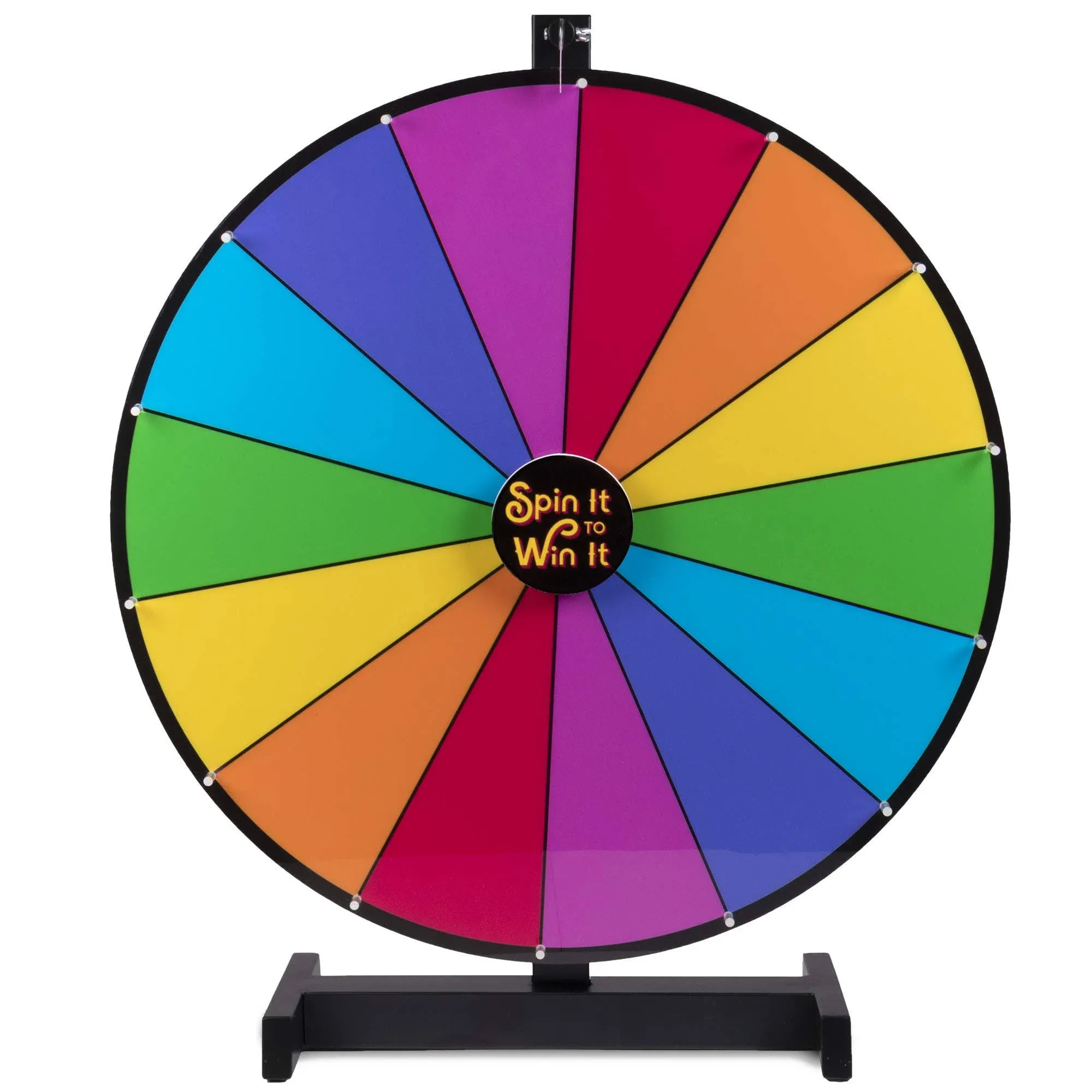 Brybelly Spin it to Win It Jumbo Prize Wheel, 24" | 14 Colorful Slots, Customizable Button, Adjustable Spin Speed | Tabletop Prize Wheels for Trade Shows, Office Games, and Parties