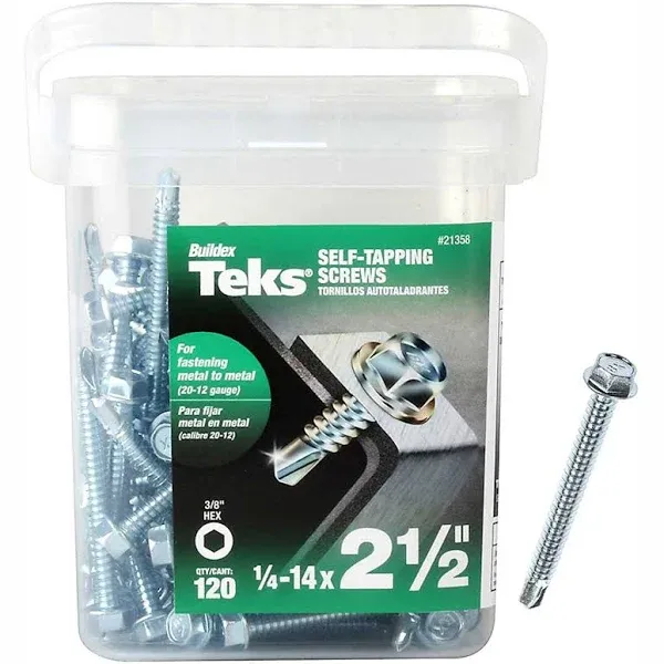 Teks #14 x 2-1/2-in Socket Hex-Drive Self-drilling Sheet Metal Screws (120-Count)