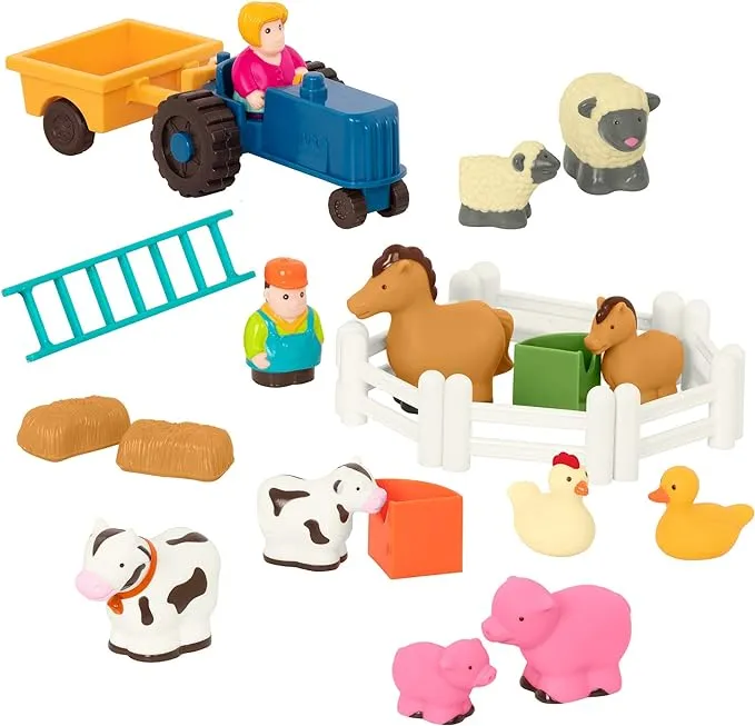 Battat – Farm Animal Toys – 10Pc Toy Farm Set For Kids, Toddlers – Toy Barn & Farm Animals – Music & Animal Sounds – Pretend Play Toy – Musical Farm Playset