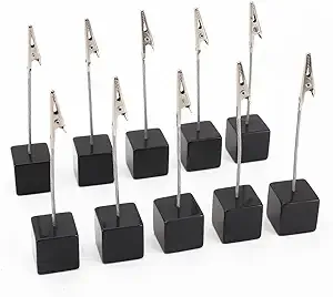 10pcs Memo Clip Holder Stand with Alligator Clasp for Pictures Card Paper Note Clip (Black)