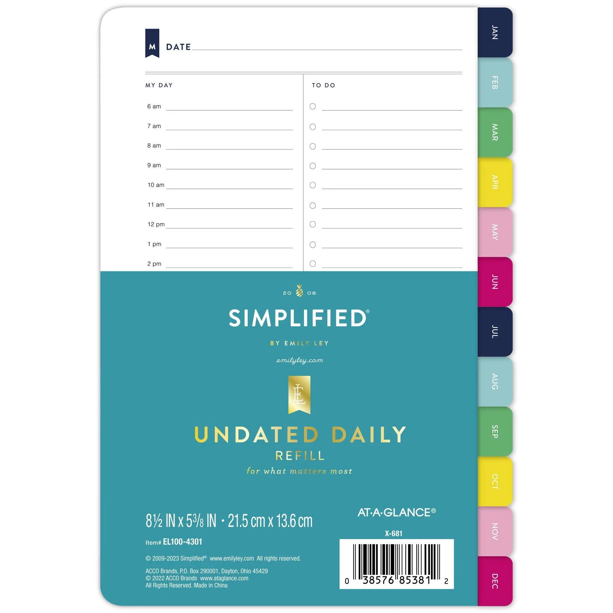 Simplified System by Emily Ley for AT-A-GLANCE, Undated Daily Refill (LOC BK-BD)