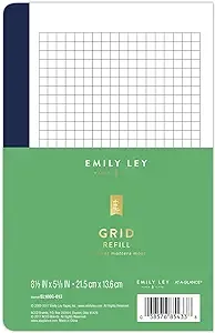 AT-A-GLANCE Simplified System by Emily Ley for AT-A-GLANCE, Undated Grid Notes Refill, 5-1/2" x 8-1/2", Desk Size, Loose-Leaf, 7 Ring (EL100G-013)